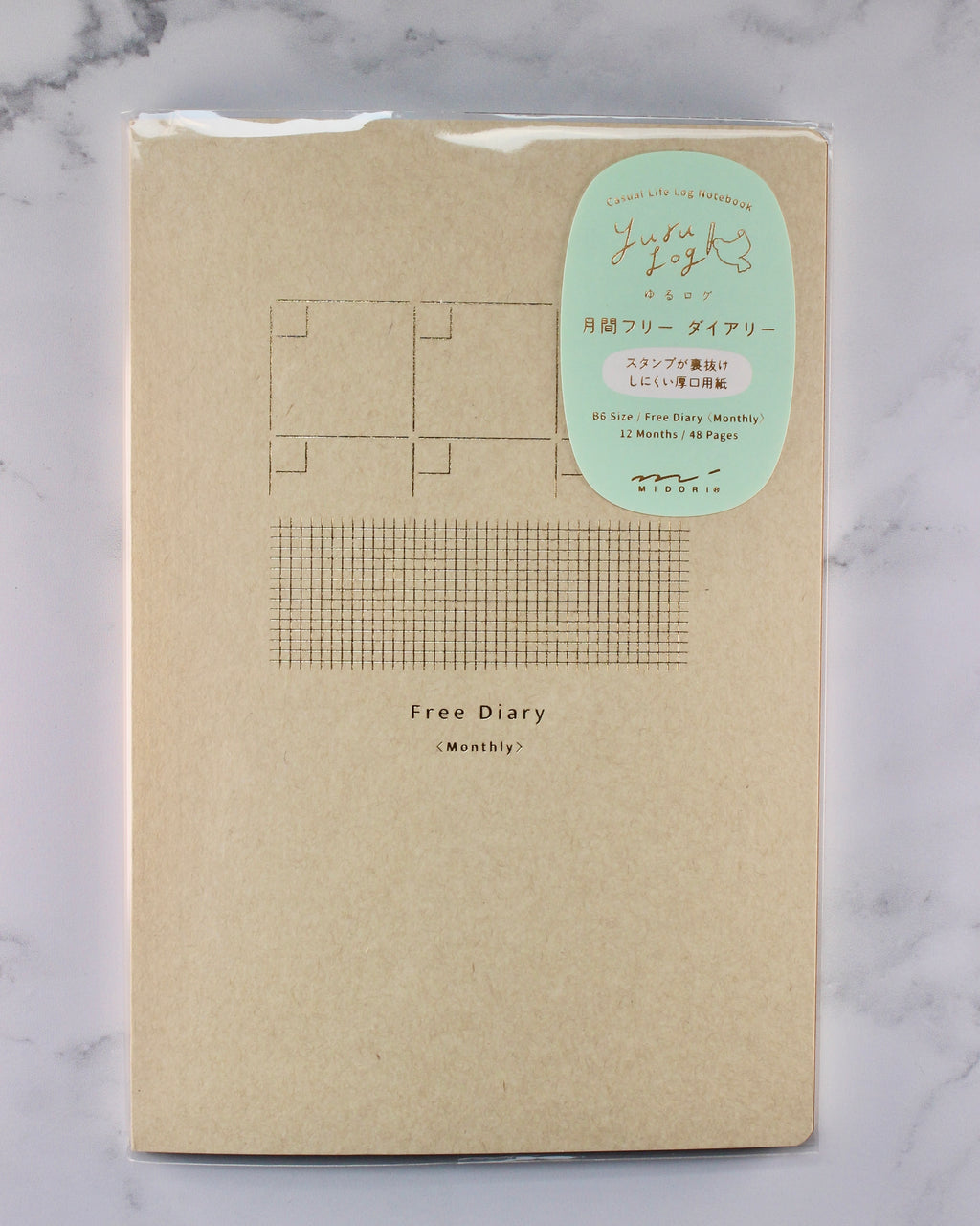 Cuaderno Midori Yuru Log B6 Agenda mensual libre