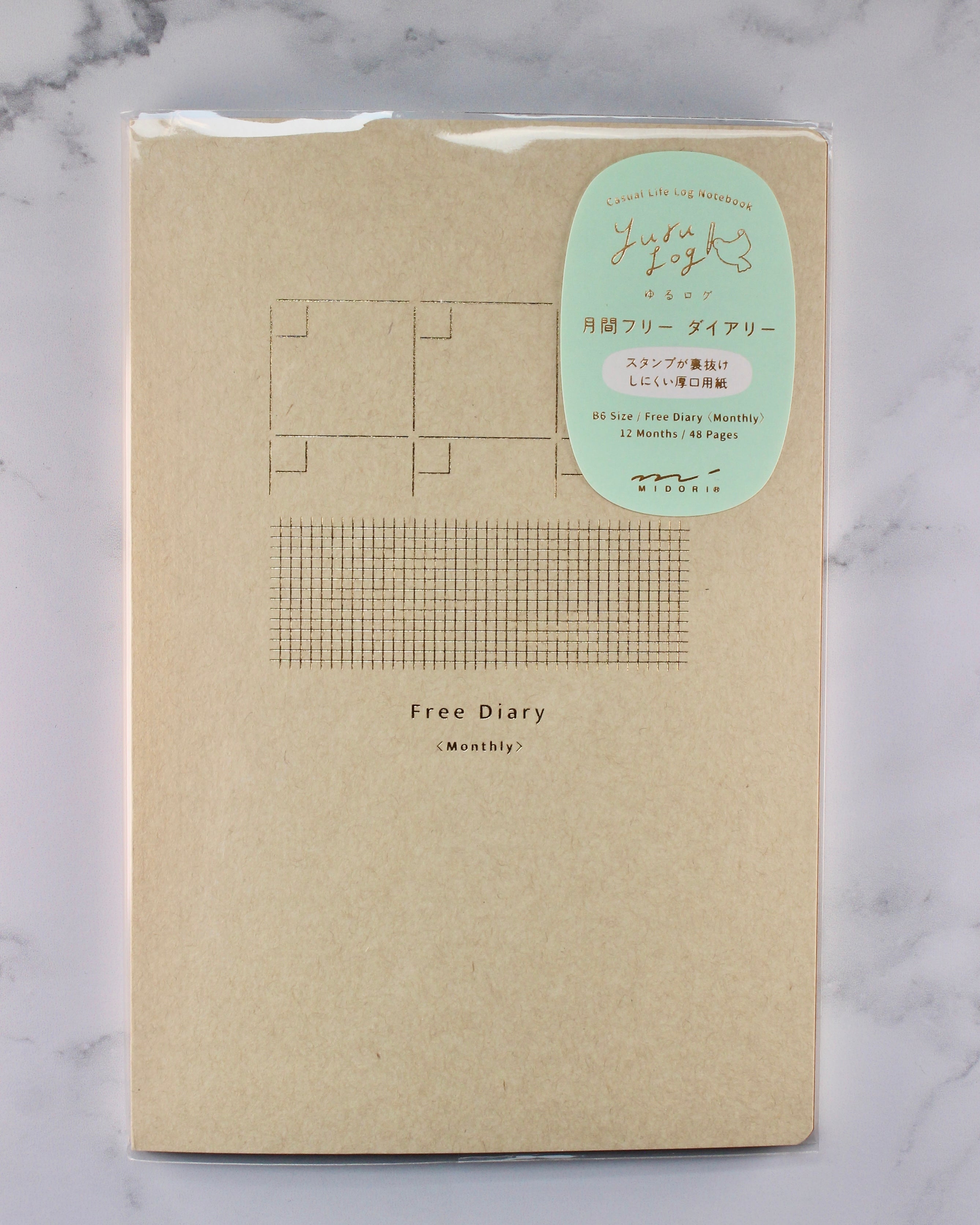 Cuaderno Midori Yuru Log B6 Agenda mensual libre
